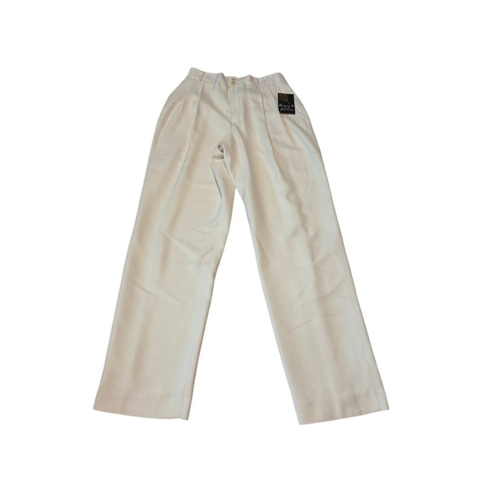 NWT Dana B and Karen 100% Silk Pants - Size 10 Cream Wide Leg Trousers